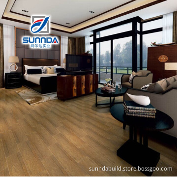 digital printed rustic wooden pattern glazed non-slip rustic ceramic wood flooring bedroom tiles